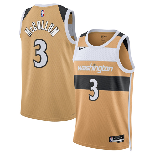 Men's Washington Wizards #3 CJ McCollum Gold 2025/26 City Edition Stitched Basketball Jersey